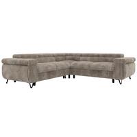 ECKSOFA QUADRO L - Hellbraun Cord - Rechts Seite - Hellbraun/Schwarz, Textil/Metall (269/269cm) - MKS