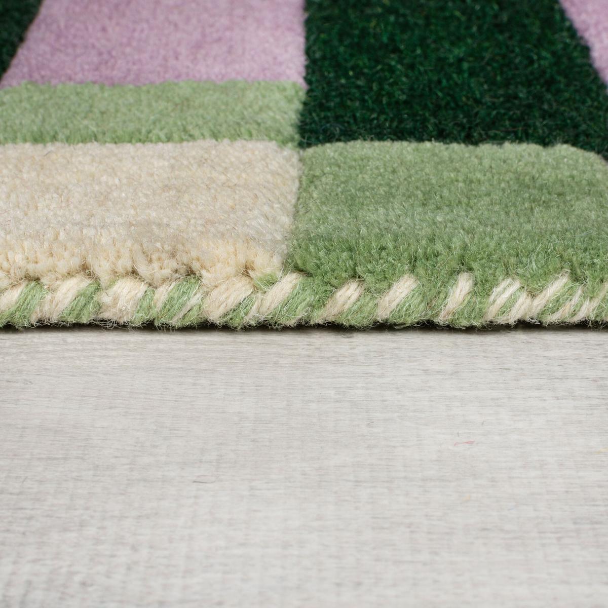 WOLLTEPPICH WENSUM, geometrisch, Grün-Lila, 120 x 170 cm - Grün, Textil (170/120cm) - KADIMA DESIGN