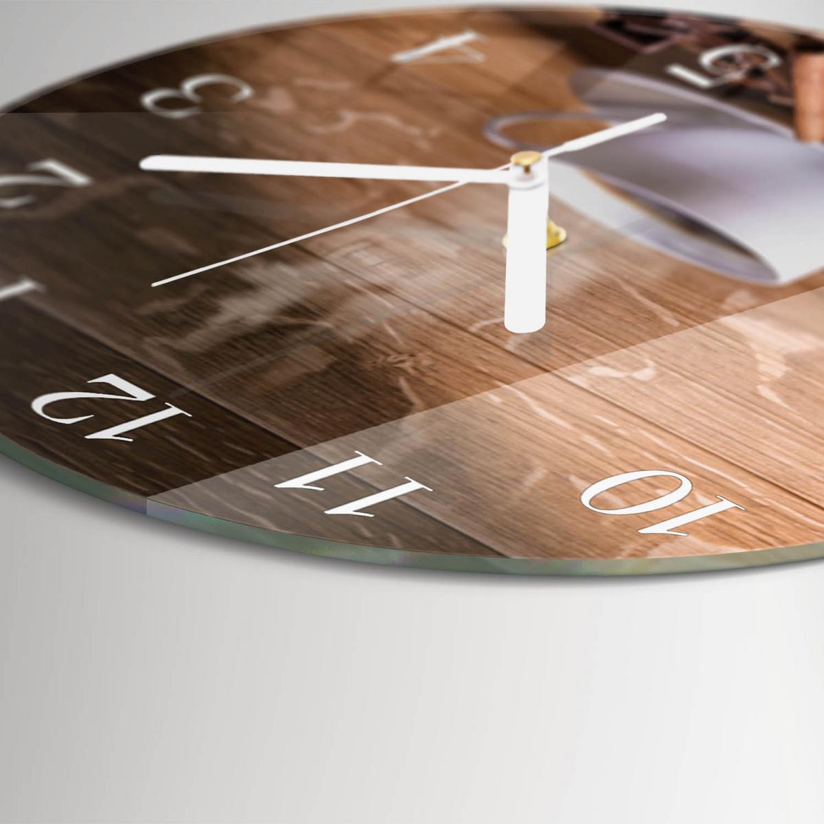 WANDUHR aus Glas Ø30 cm - Kaffee - Braun, Glas (30/30/0.4cm) - TULUP