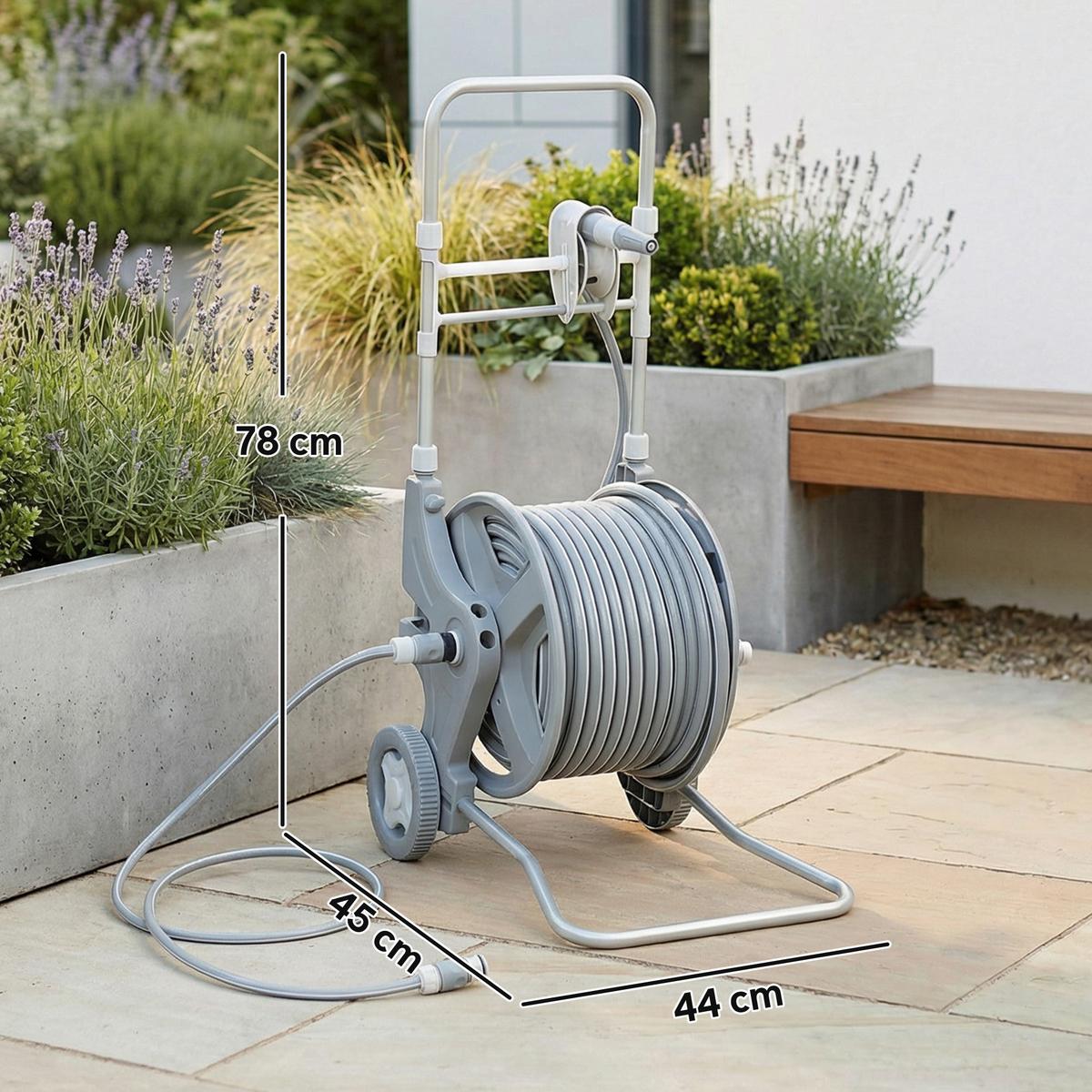 SCHLAUCHWAGEN Kunststoff Grau 45/44/78 cm - Grau, Kunststoff (44/78/45cm) - Outsunny