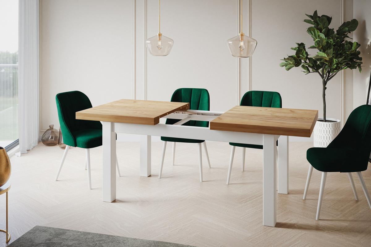 RECHTECKIGER Esstisch Ausziehbar – Moderner Wohnzimmertisch Küchentisch und Esszimmertisch – Tisch mit Holzbeinen, Maßen von 160 – 210 cm – Craft - Braun/Weiß, Holzwerkstoff (160/90/78cm) - Alpi-Möbel