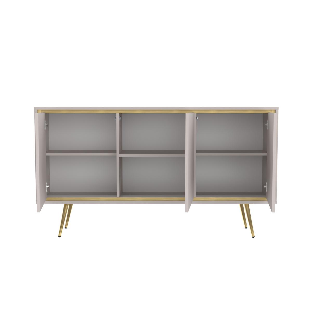 KOMMODE Lori mit 3 Türen, Push-to-open-Öffnung, kaschmir - Kaschmir, Holzwerkstoff/Metall (150/80/40cm) - Beautysofa