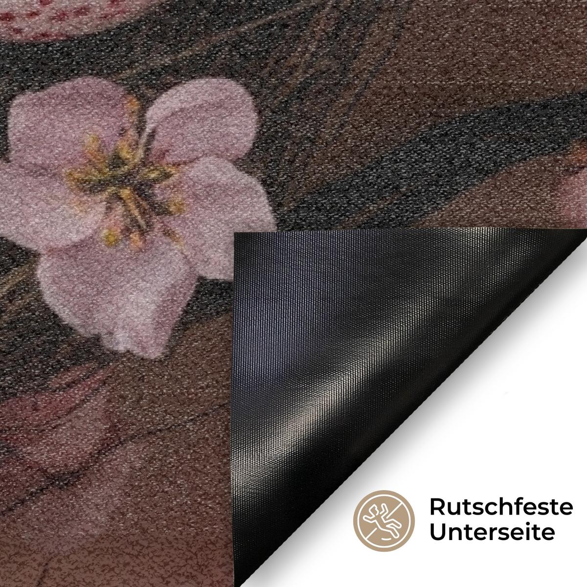 FUSSMATTE Rosa - Blüten - Eier Teppichmatte 90x60 cm - Hellrosa, Kunststoff (60/90cm) - MuchoWow