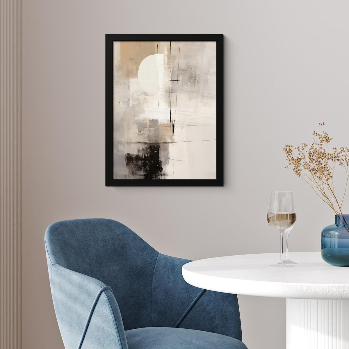 POSTER MIT RAHMEN Abstrakt - Kunst - Grau Bilderrahmen 30x40 cm - Hellgrau, Papier (30/40cm) - MuchoWow