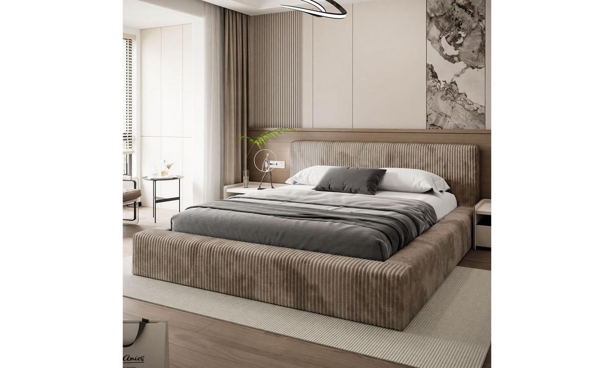 POLSTERBETT TILIA LUX 180x200 cm Tilia 17, 34 Holzlatten, Kopfteil 95 cm - Braun, Textil (180/200cm) - Lookway