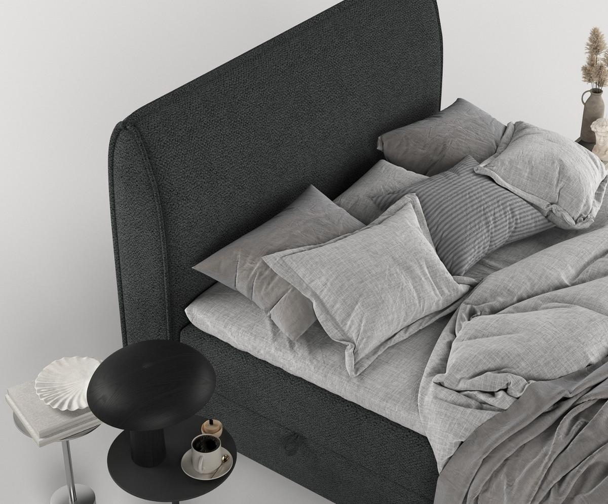 BOXBETT Lunaro 120/200 cm Anthrazit im Bubble Stoff - Anthrazit/Schwarz, Holz/Holzwerkstoff (120/200cm) - AltaBeds