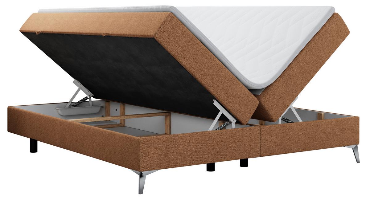 BOXBETT LESS 200/200 Orange Struktur - H3 - Orange, Holz/Textil (200/200cm) - MKS