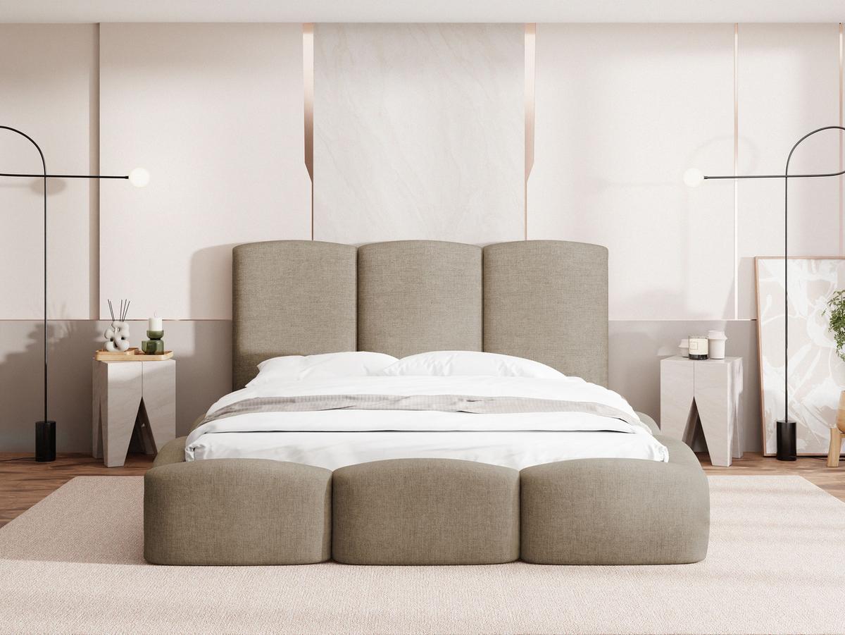 POLSTERBETT Harmony mit Bettkasten & Lattenrost in Braun Chenille 200 x 200 cm - Birkefarben/Braun, Holzwerkstoff/Kunststoff (200/200cm) - WFL GROUP
