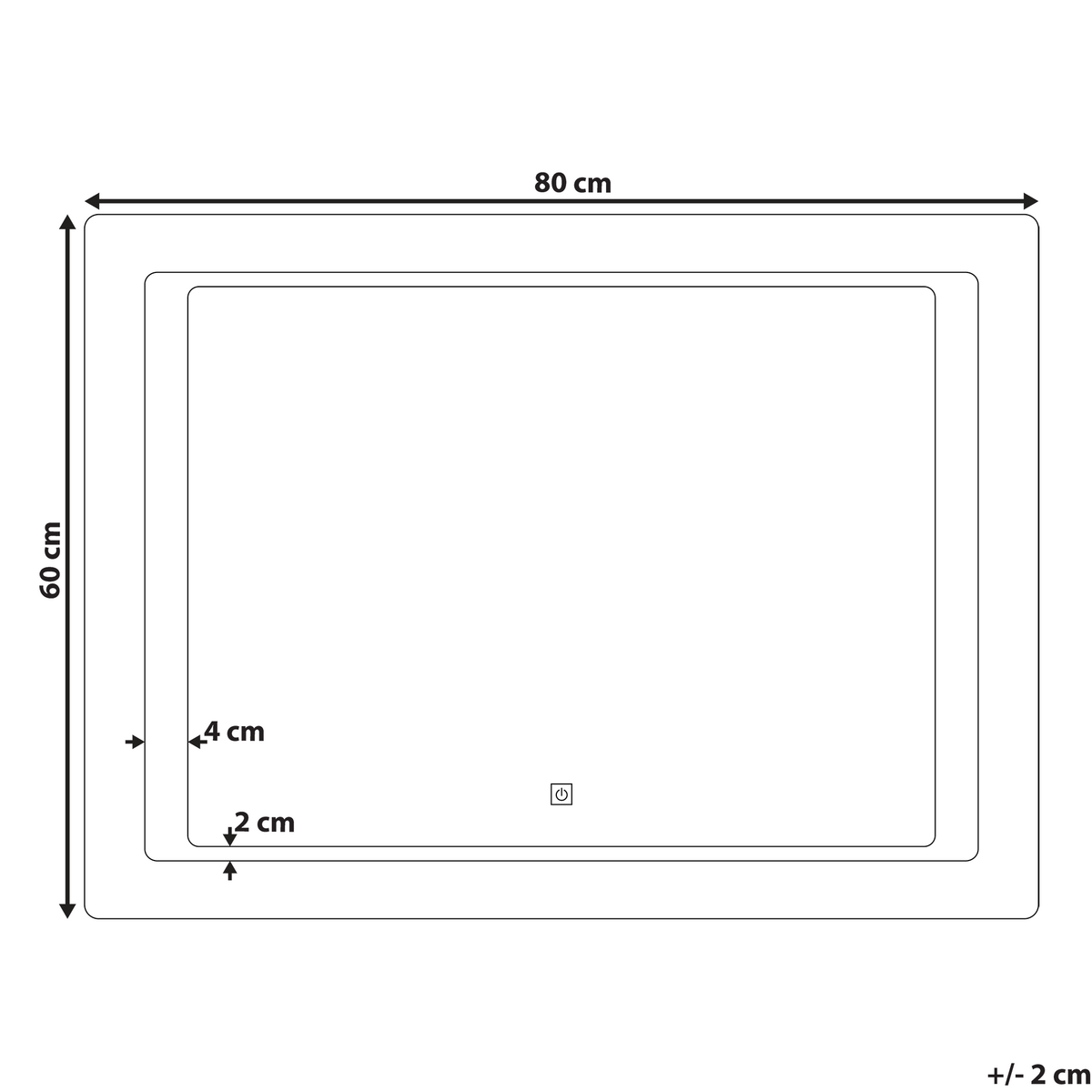BADSPIEGEL mit LED-Beleuchtung rechteckig 80/60 cm Wassy - Silberfarben, Glas (80/60/3cm) - Beliani