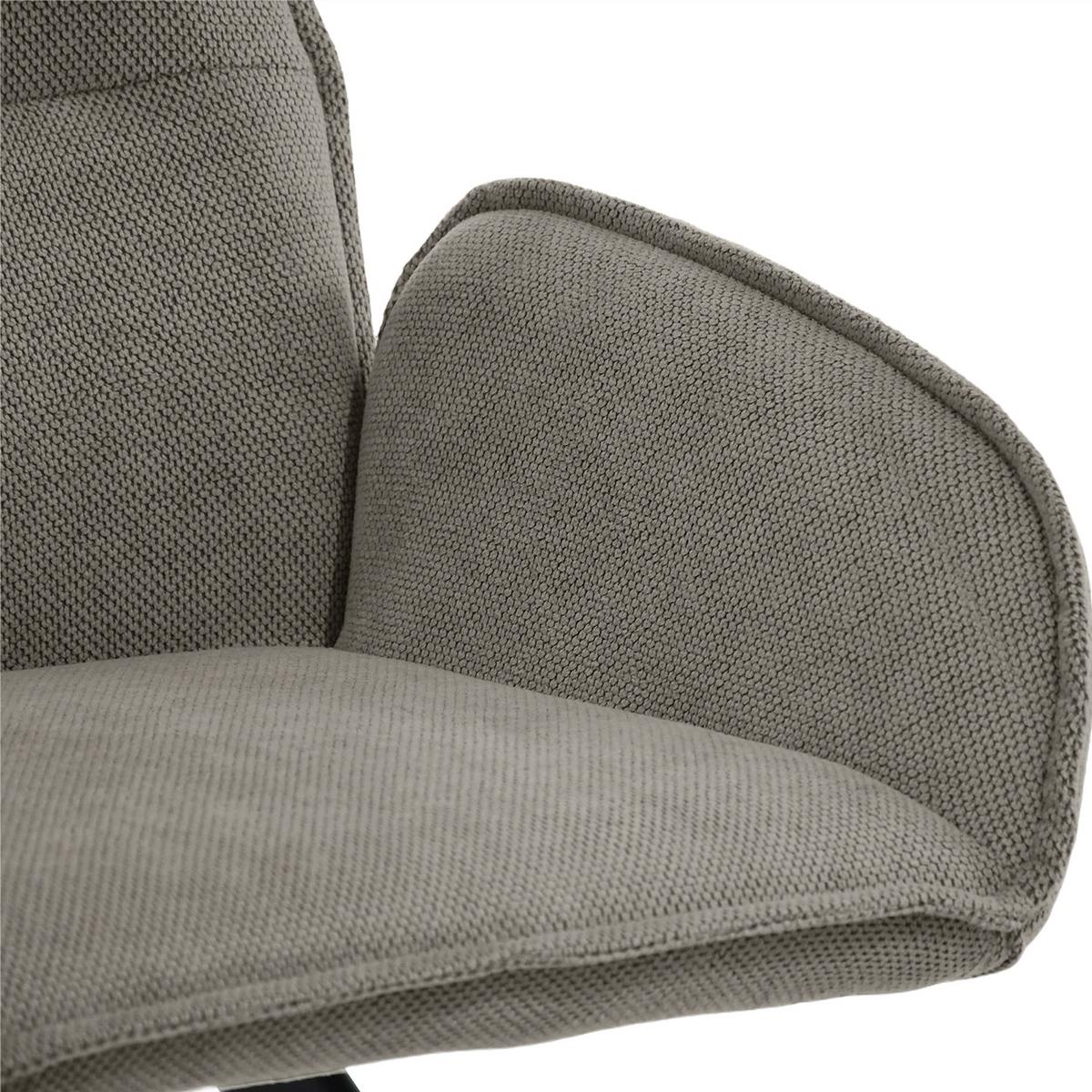 DREHSTUHL Zerra im Geflechtstoff mit Metallbeinen, Dunkelbeige - Schwarz/Cappuccino, Metall (55/87/46cm) - Beautysofa