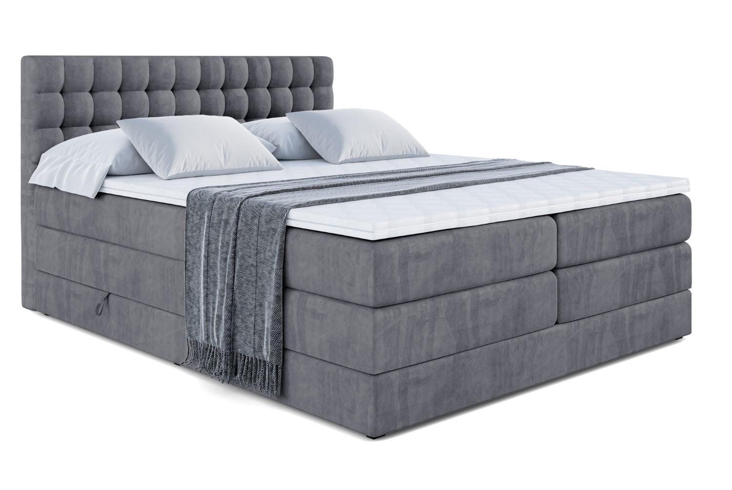 BOXSPRINGBETT VIONE KING - 180 x 200 - H3/H4 - Dunkelgrau - Dunkelgrau, Holzwerkstoff (180/200cm) - ALTDECOR