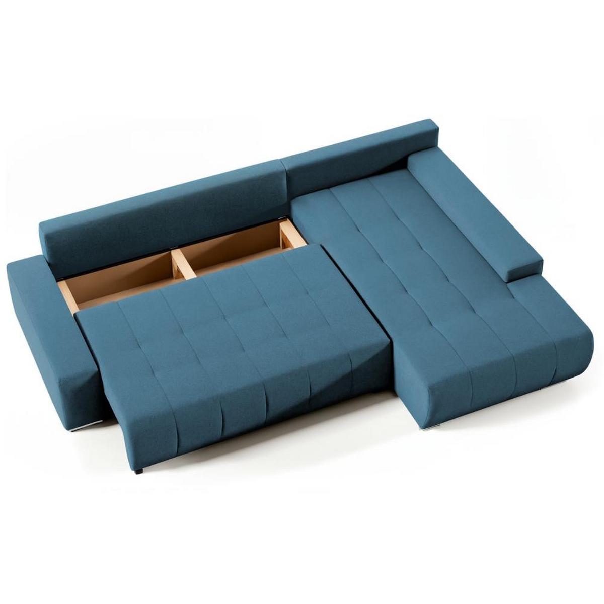 ECKSOFA Draco L blau rechts - Blau/Chromfarben, Textil/Metall (267/186cm) - Beautysofa