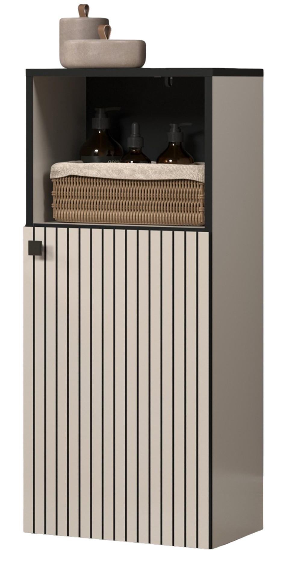 BADKOMMODE Kaschmir, grau 40 x 95 cm, Badschrank in modernem Design - Schwarz/Grau, Holzwerkstoff/Metall (31/95/40cm) - Top.Furn