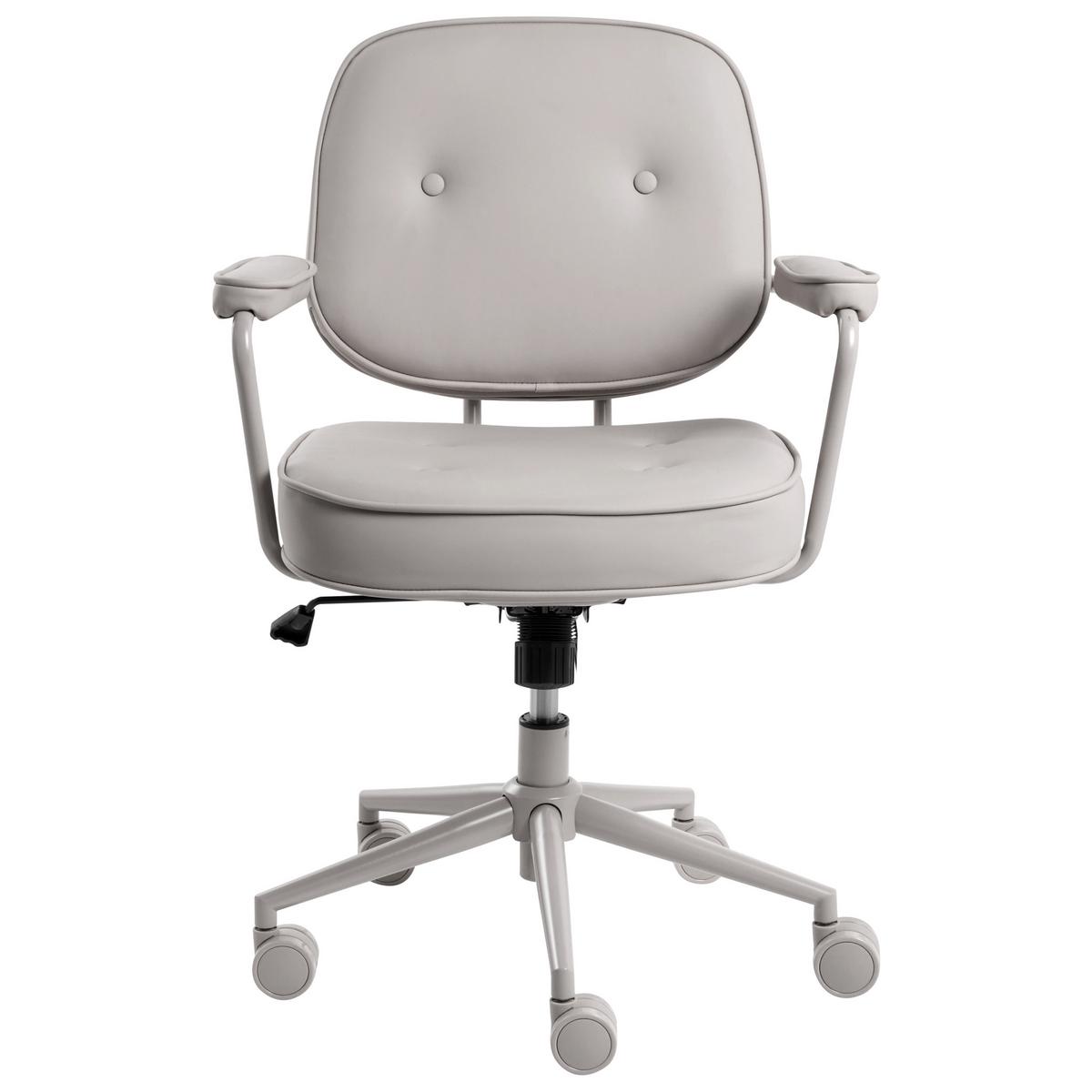 SCHREIBTISCHSTUHL Kunstleder Grau Paramus - Taupe, Kunststoff (60/81/65cm) - Beliani