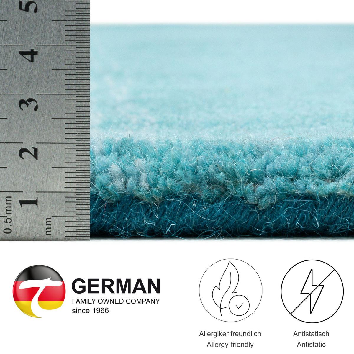 TUFTTEPPICH Wool Comfort 70x140 cm - Türkis, Textil (70/140cm) - THEKO