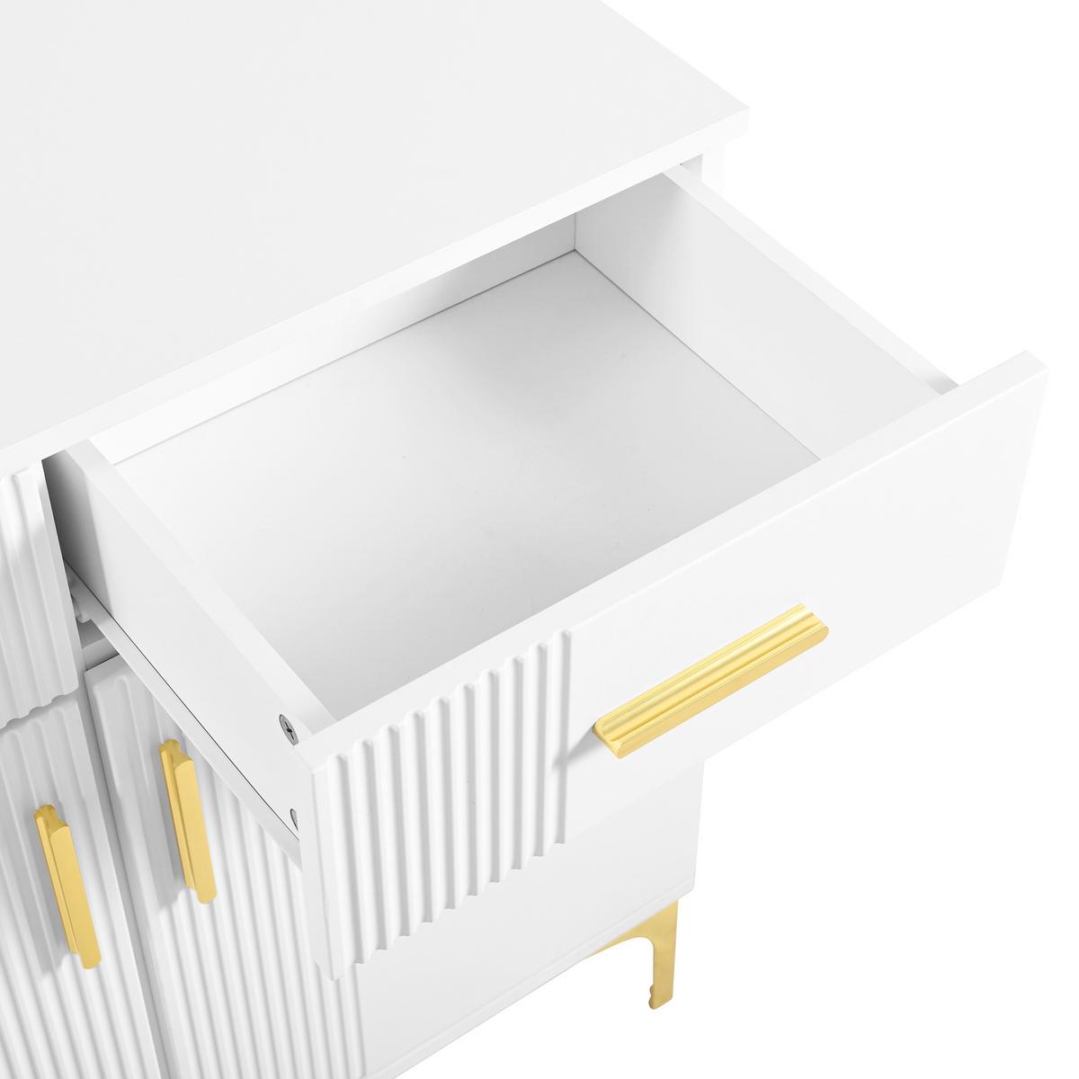 SIDEBOARD 80 cm Weiß mit 2 Türen, 2 Schubladen und Metallfüßen für Flur & Wohnzimmer - Weiß, Holzwerkstoff (80/79.5/35cm) - Urban Meuble