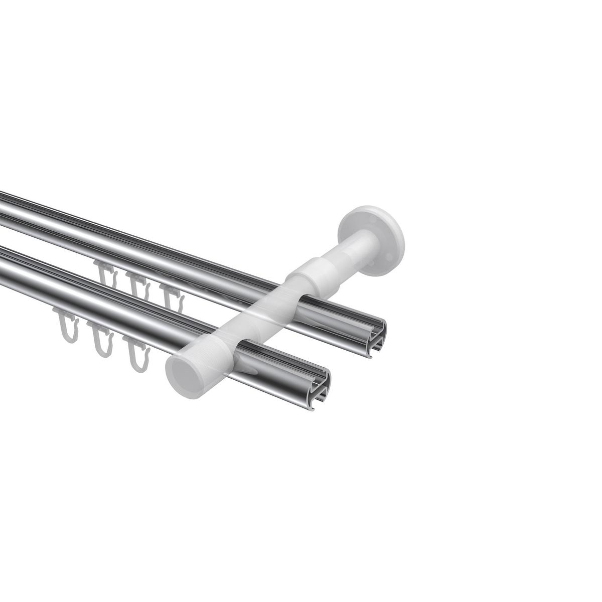 GARDINENSTANGE INNENLAUF Prestige Verano 400 cm (geteilt in 2 x 200 cm), 2-läufig, 20 mm Ø Chrom - Chromfarben/Schwarz, Metall (400cm) - INTERDECO