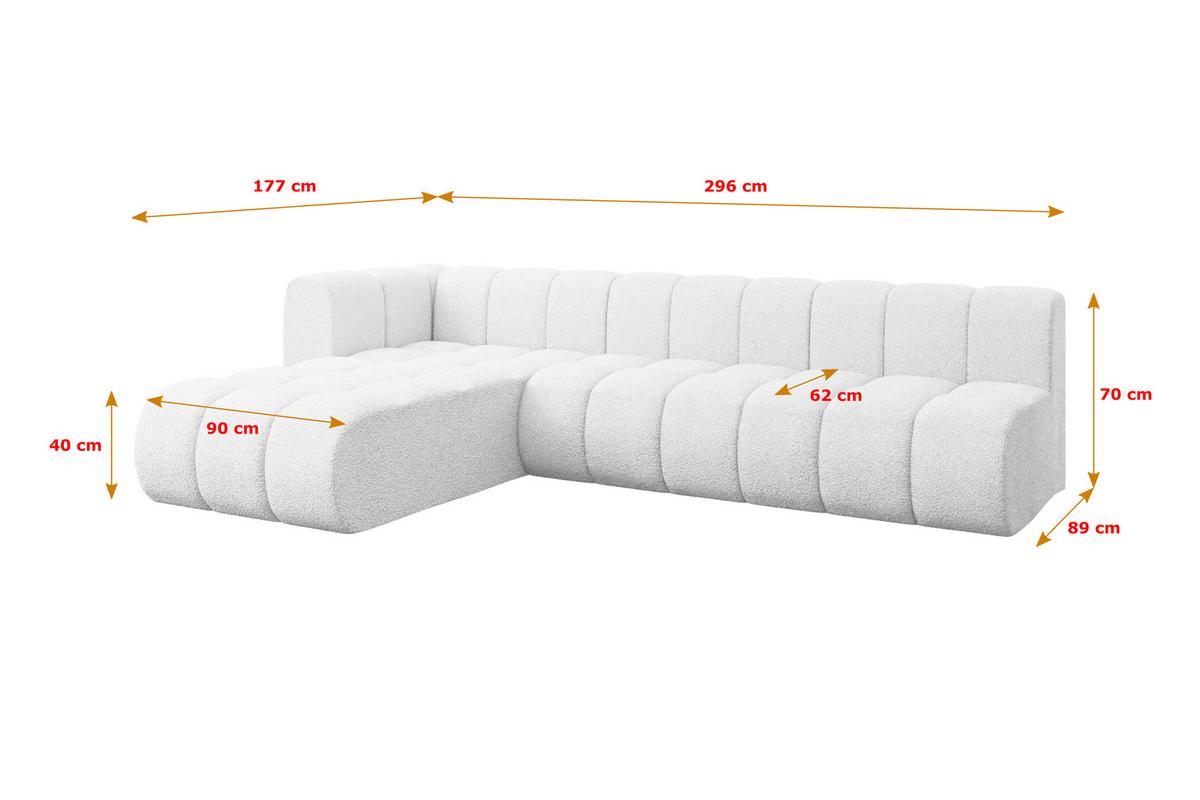 ECKSOFA modulares Sofa Darnel-L2 - 296x177x70 cm Weiß - Weiß, Holzwerkstoff/Textil (296/177cm) - ALTDECOR