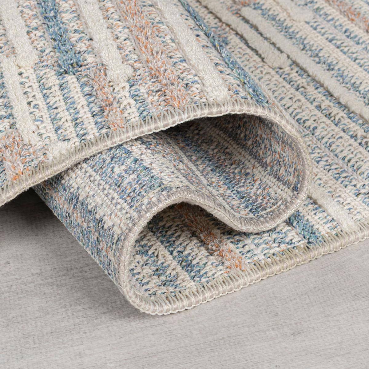 TEPPICH Waschbar RIDGE, geometrisch, Blau-Beige, 78 x 150 cm - Beige, Textil (150/78cm) - KADIMA DESIGN