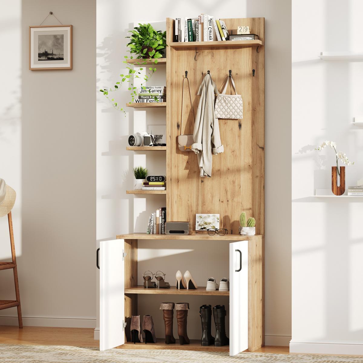 COAT TREE Flur Ausstattung mit Kleiderhaken - Buchefarben, Holzwerkstoff (75/180/33cm) - Urban Meuble