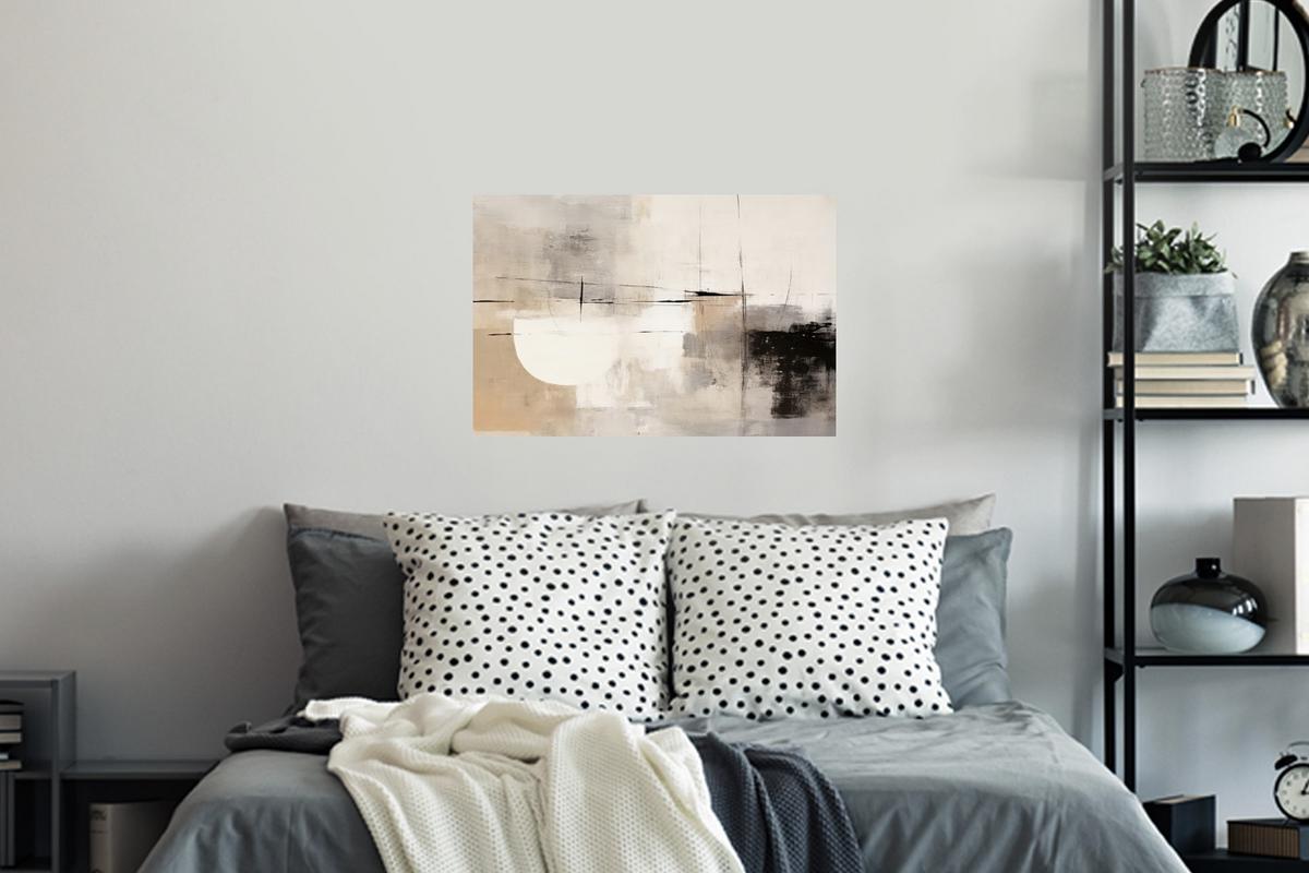 WANDTATTOO Abstrakt - Kunst - Grau Deko Wohnzimmer 60x40 cm - Hellgrau, Kunststoff (60/40/0.1cm) - MuchoWow