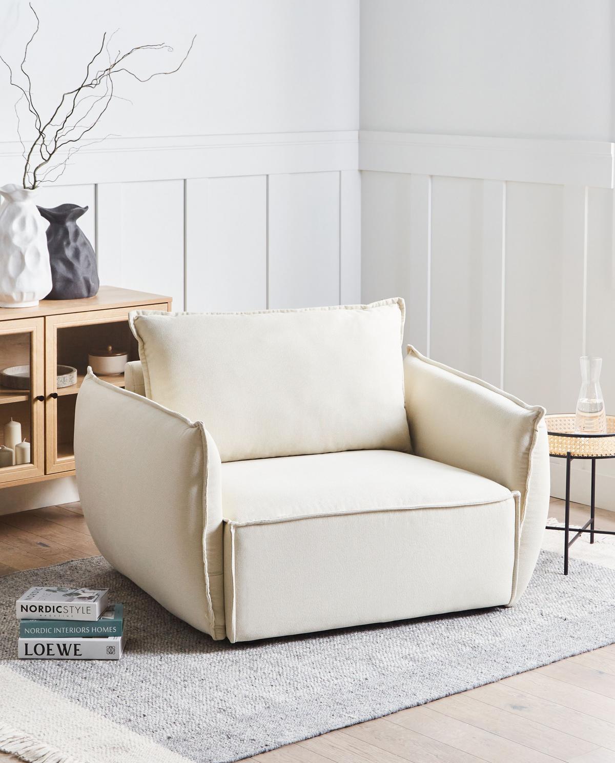 SESSEL Hellbeige Kunes - Beige, Textil (124/78/94cm) - Beliani