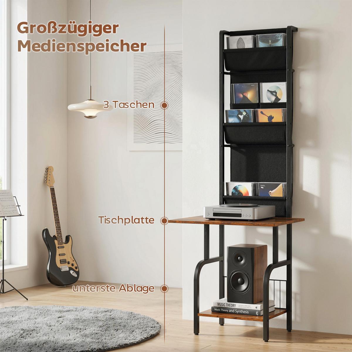 CD-REGAL Stahl Spanplatte Rustikal-Braun - Braun, Holzwerkstoff (48.5/144/50cm) - HOMCOM