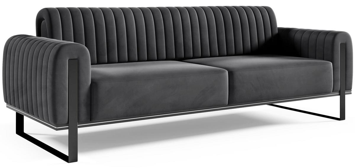 SOFA Parissa 228 cm - Dunkelgrau/Schwarz, Textil/Metall (228/79/92cm) - Selsey