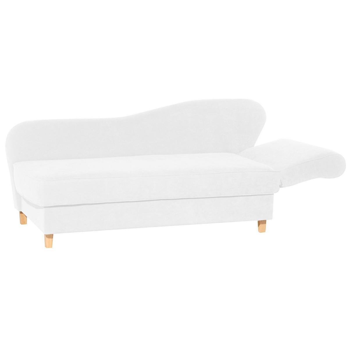 RECAMIERE mit Armteil rechts klappbar Katia Bezug Veloursstoff Buche natur / creme - Weiß, Kunststoff (190/82/88cm) - 58aufmkessel