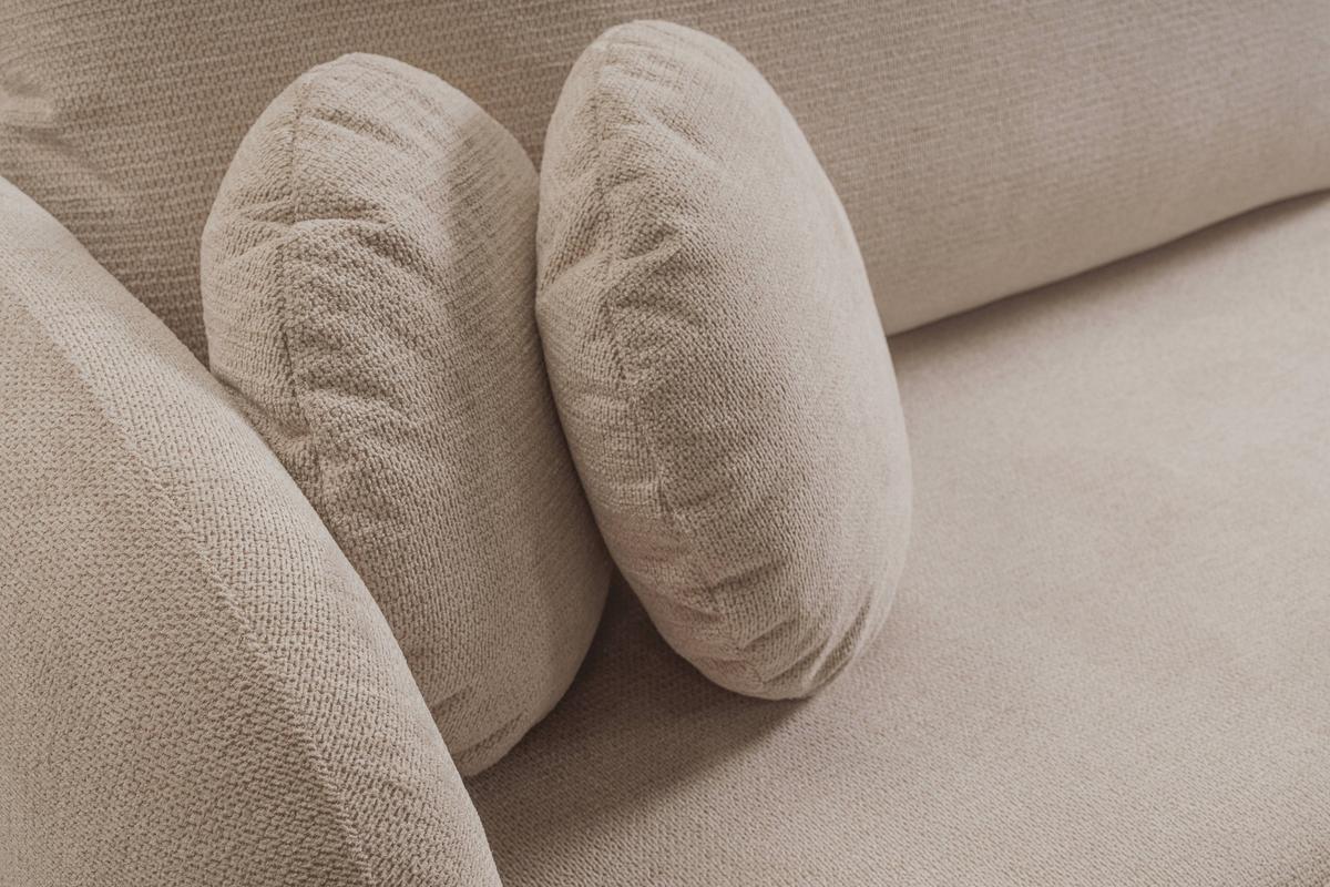 ECKSOFA AMICO R-S Beige Geflochtener Stoff mit Schlaffunktion - Beige, Holz (248/174cm) - MASSENO