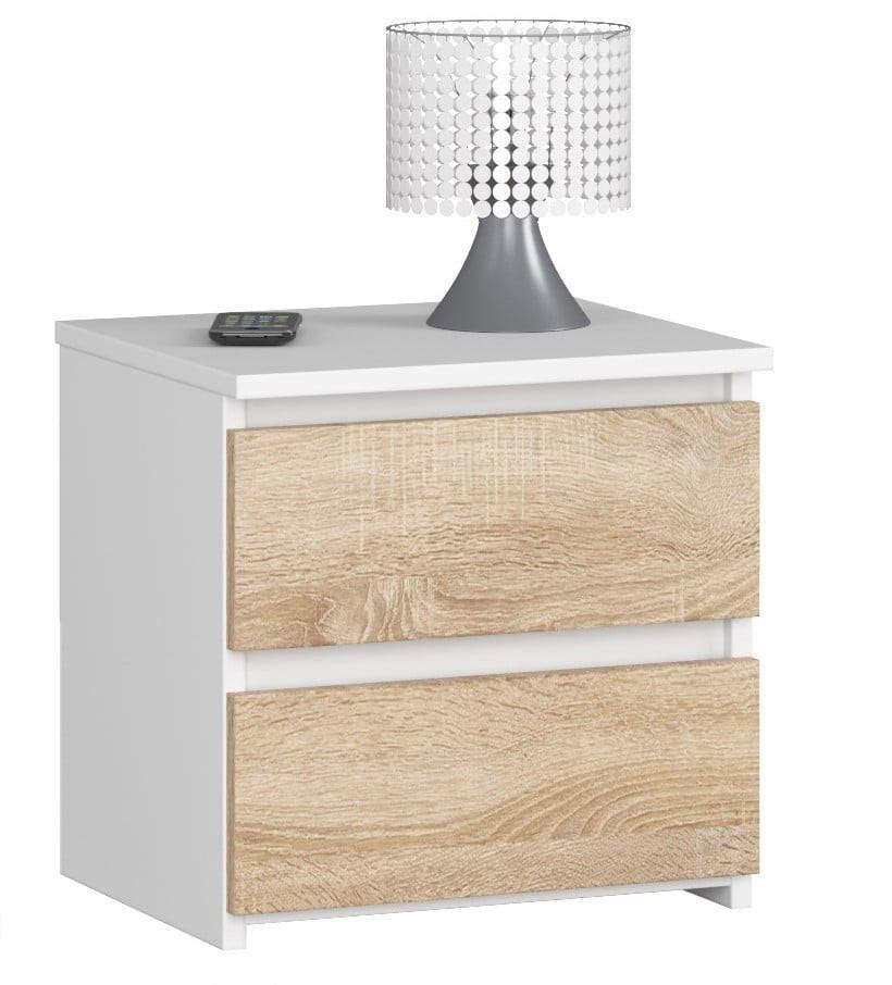 NACHTTISCH Weiß, Eiche Sonoma 40/40/35 - Weiß, Holzwerkstoff (40/40/35cm) - RAUMHIRSCH FURNITURE