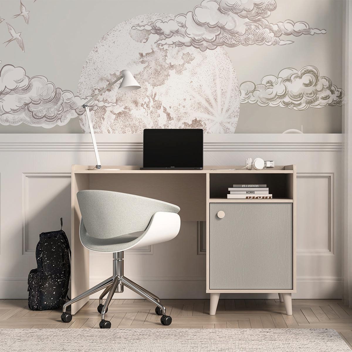 SCHREIBTISCH Alycia Beige - Grau - Holzeffekt - Grau, Holz (120/80/58cm) - Petits-meubles