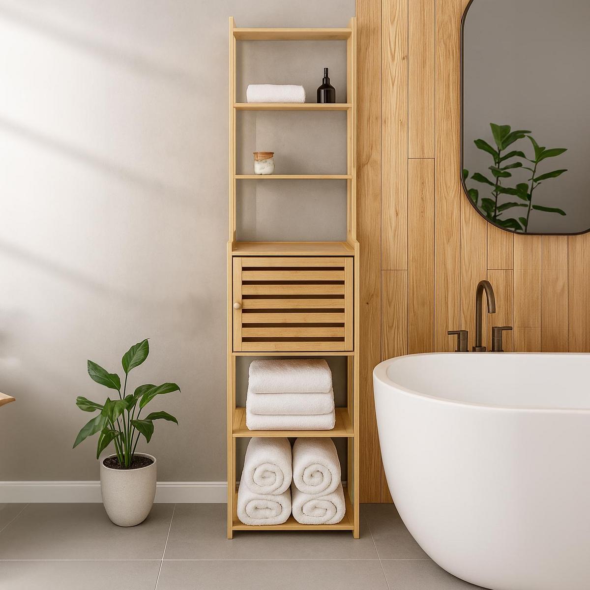 REGAL Beige - Beige, Holz (42/165/30cm) - MCW