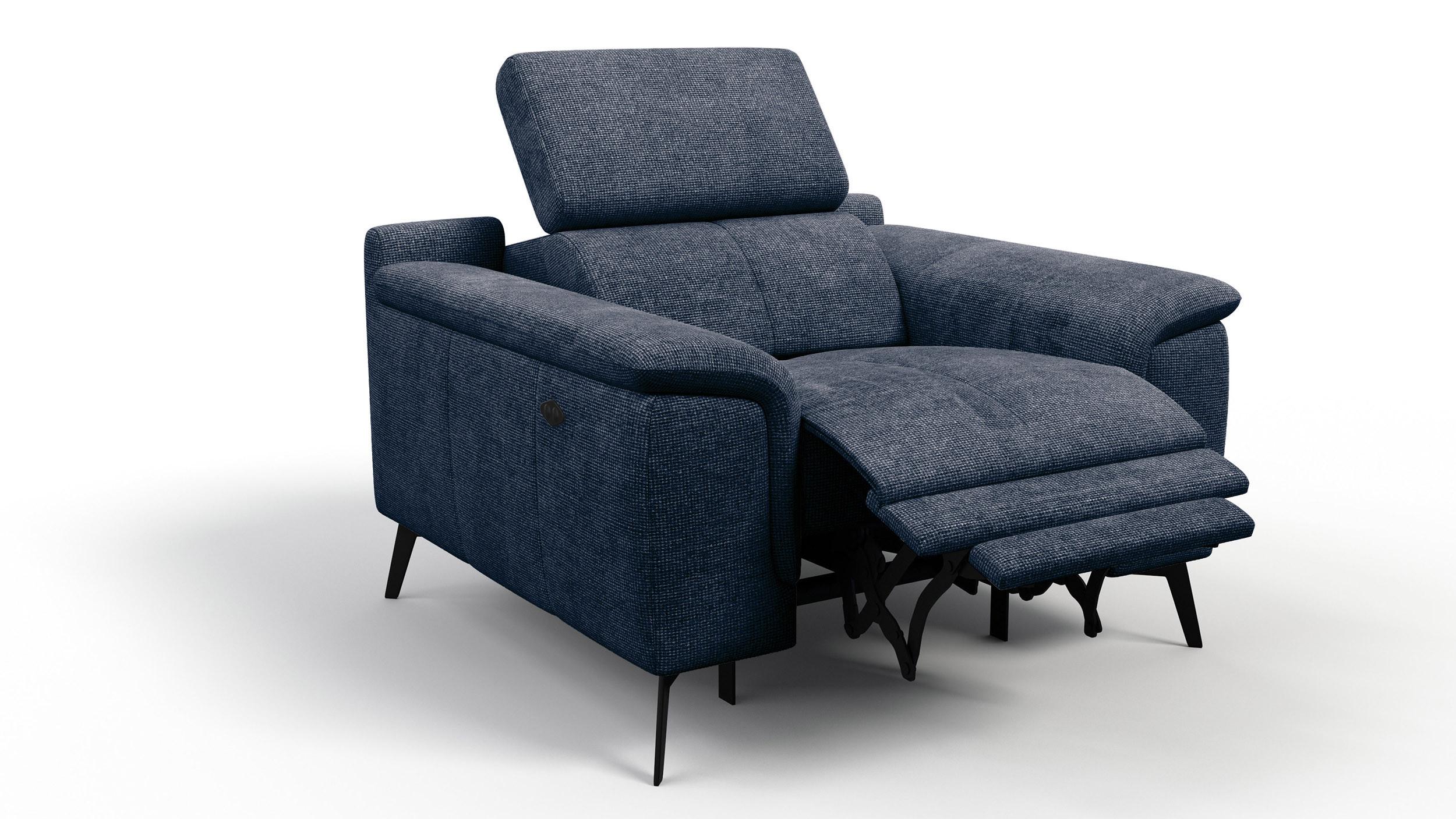 SESSEL FIERO mit Relaxfunktion, dunkelblau - Schwarz/Dunkelblau, Holzwerkstoff/Textil (114/82/103cm) - Wozimo
