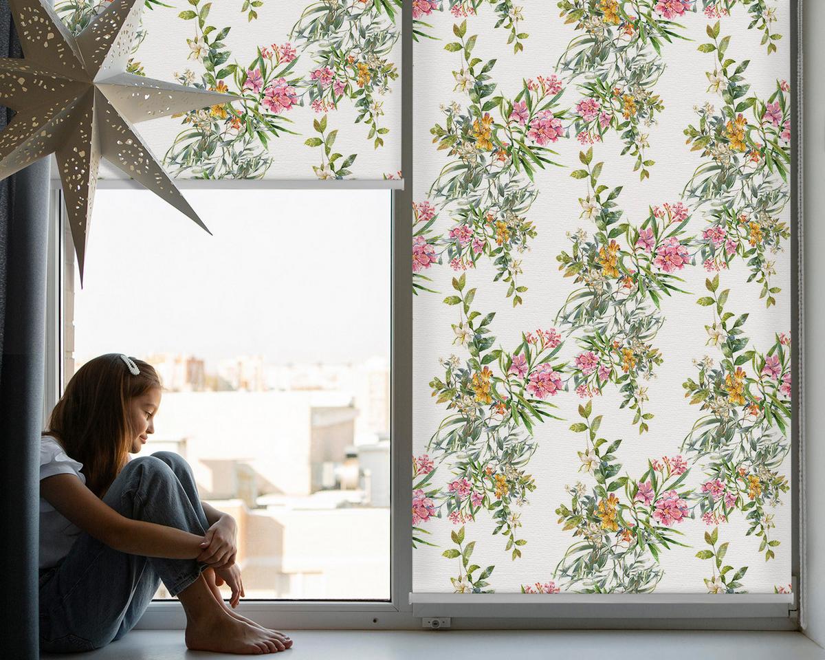 INNENROLLO - Fensterrollo - Rollo - 130x140 cm - Blumen - Grün, Kunststoff (130/140/0.5cm) - TULUP