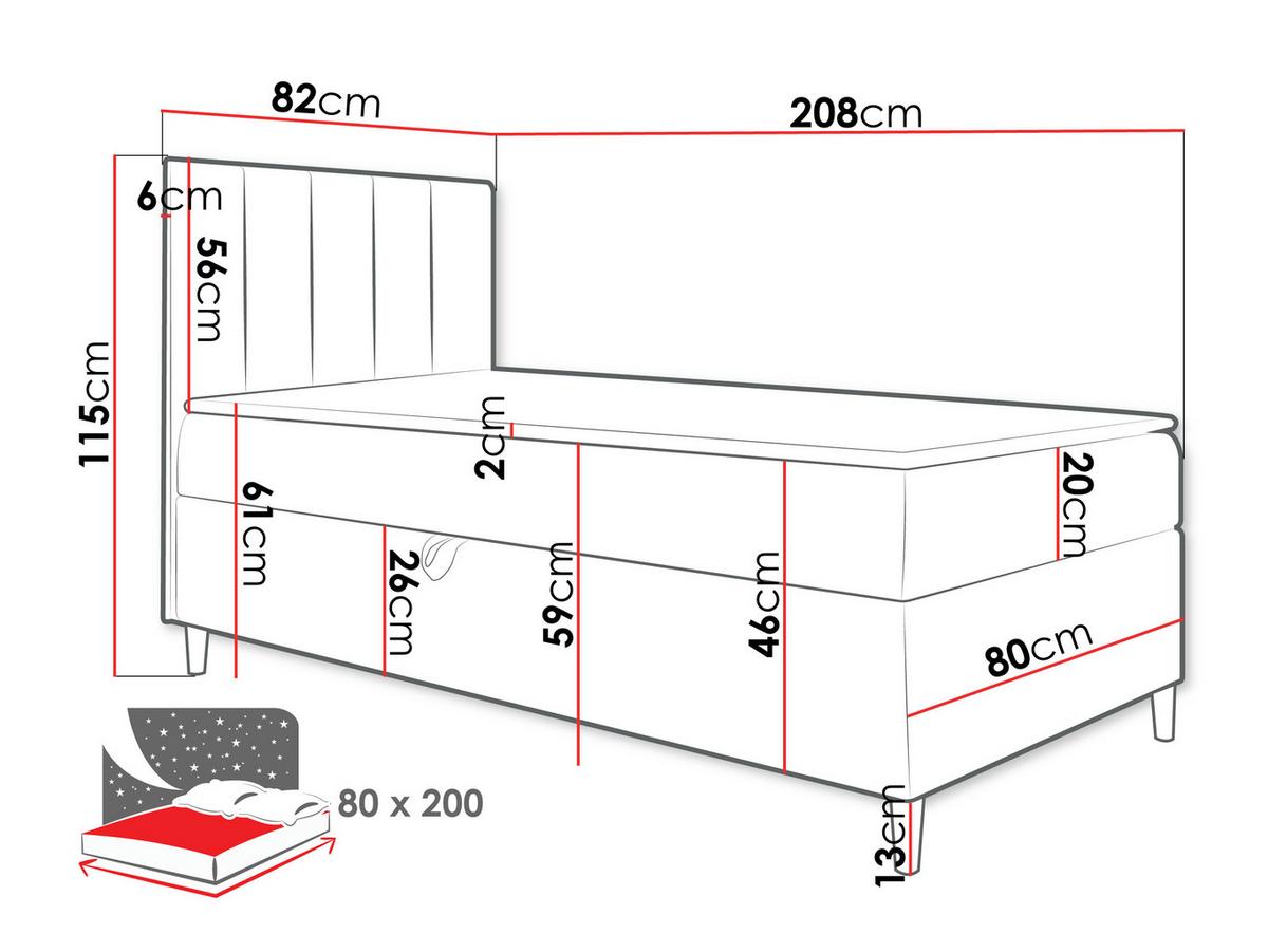 BOXBETT Maja Junior 1, Seite zum Öffnen des Bettkastens: Links - H3 - Türkis/Weiß, Holz (80/200cm) - MIRJAN24