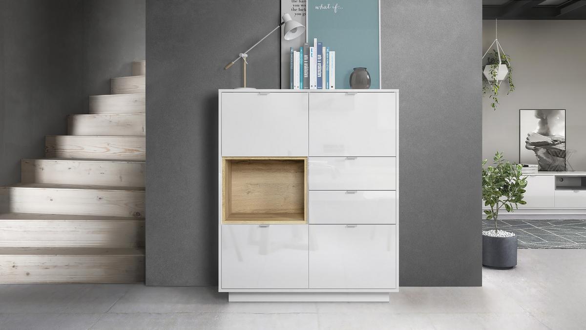 HIGHBOARD Metro Einsatz in Eiche Natur - Eichefarben, Holzwerkstoff (103/123/37.5cm) - Vladon