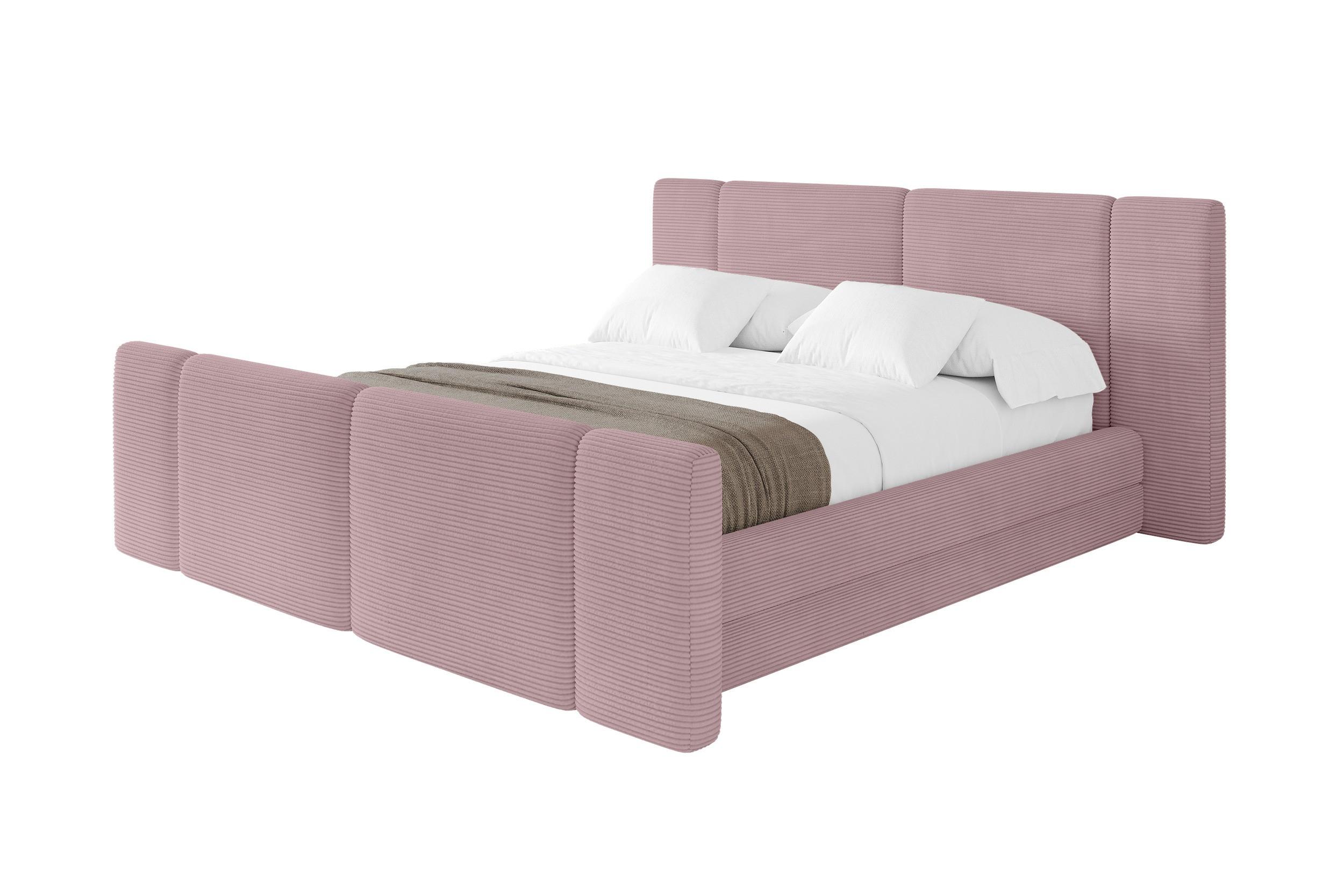 POLSTERBETT mit Bettkasten, Fußteil und Lattenrost, Boxbett ohne Matratze - TEVO-Z 140x200 Rosa - Rosa, Holzwerkstoff/Textil (140/200cm) - ALTDECOR