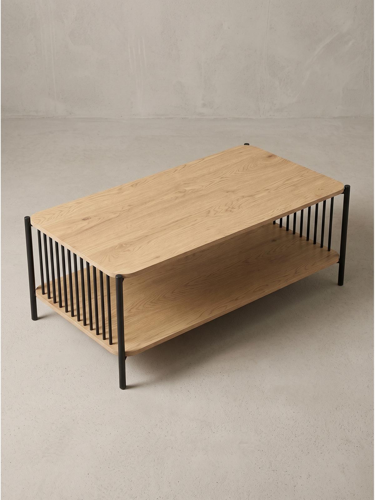 COUCHTISCH KAMARI, MDF, mit Stauraum, in Holzoptik, Eichenoptik, 110 x 60 x 42 cm - Schwarz/Braun, Holzwerkstoff/Metall (60/110/42cm) - KADIMA DESIGN