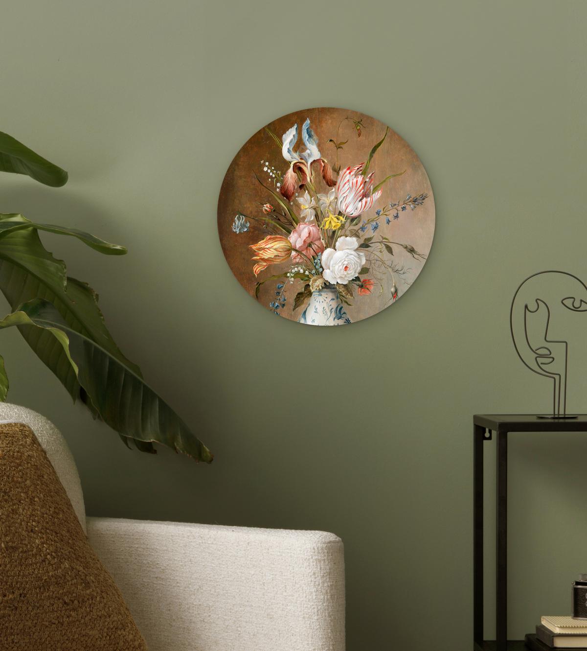 WANDBILD Stilleben mit Blumen - Balthasar van der Ast - Malerei Deko Wohnzimmer 30x30 cm - Sandfarben, Kunststoff (30/30cm) - MuchoWow
