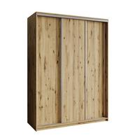 SCHWEBETÜRENSCHRANK NISSE 150/205/60 cm 3-türig Eiche Artisan - Eiche Artisan, Holzwerkstoff (150/205/60cm) - MASSENO