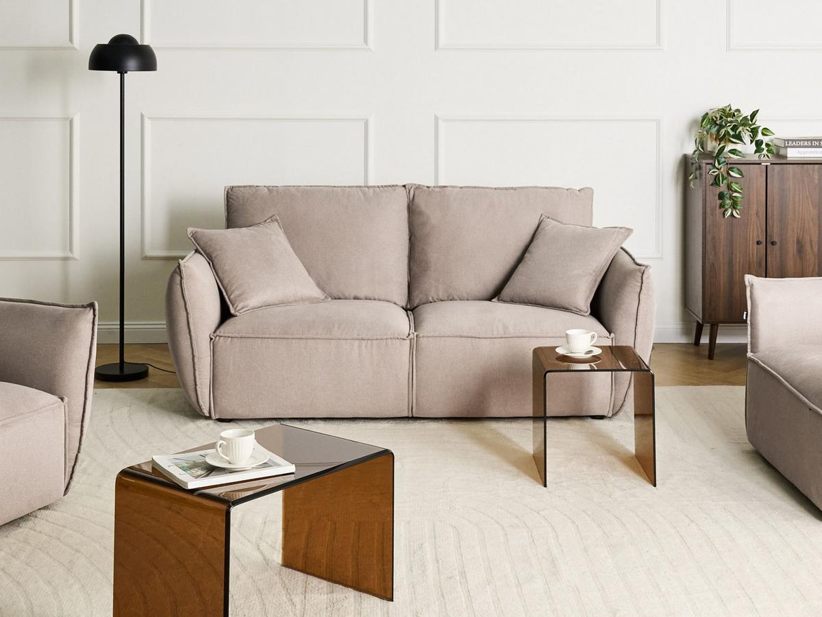 3-SITZER-SOFA Stoff Taupe Kunes - Taupe, Textil (190/82/92cm) - Beliani