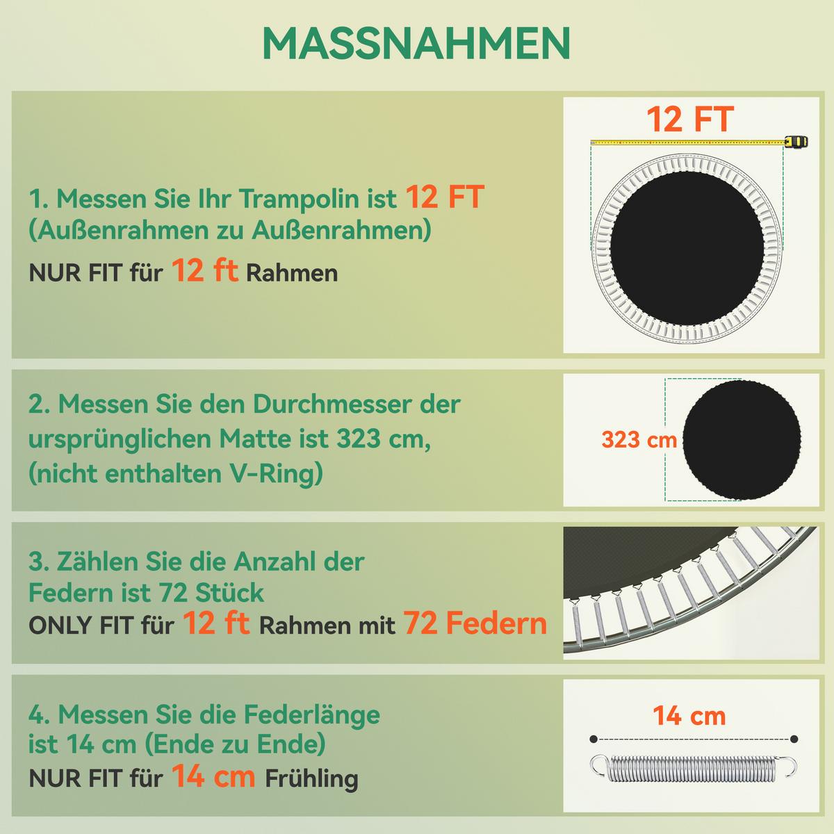 TRAMPOLINSPRUNGTUCH Sprungtuch für Trampolin, Ø323 cm, Sprungmatte Schwarz - Orange, Kunststoff (323/323cm) - SPORTNOW