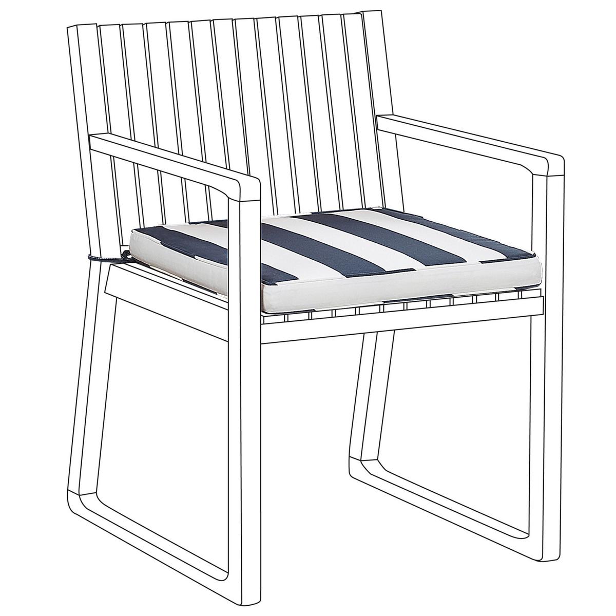 GARTENSTUHLKISSEN Marineblau 46/46 cm Sassari - Blau/Weiß, Textil (46/5/46cm) - Beliani