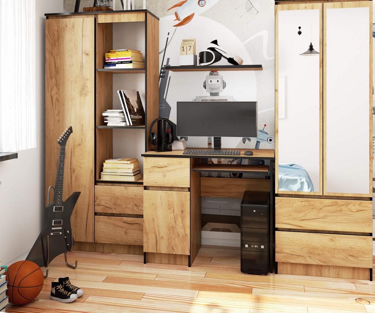 SCHREIBTISCH Eiche Craft 77/90/50 - Eiche San Remo, Holzwerkstoff (135/60/77cm) - RAUMHIRSCH FURNITURE