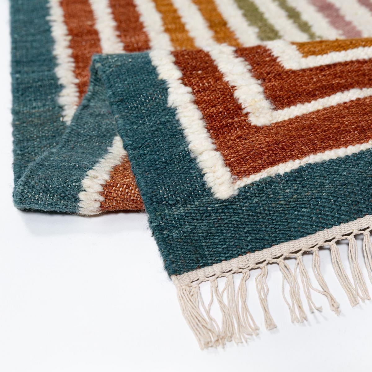 WOLLTEPPICH handgewebt FROND, geometrisch, Bunt, 140 x 200 cm - Multicolor, Textil (200/140cm) - KADIMA DESIGN