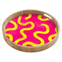 TABLETT Linie - Gelb - Abstrakt 50x50 cm - Pink, Holz (50/5/5cm) - OnlyWow