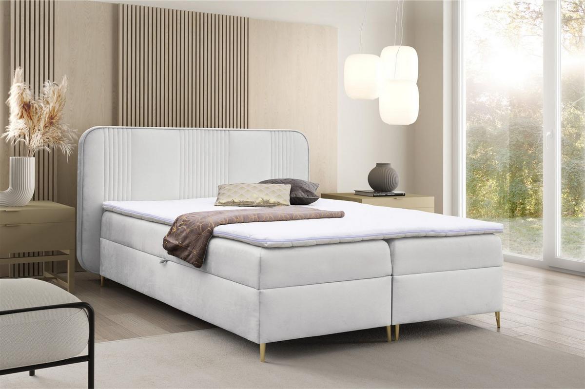 BOXBETT Avery In überlänge - Weiß, Holzwerkstoff/Textil (120/220cm) - Fun Möbel