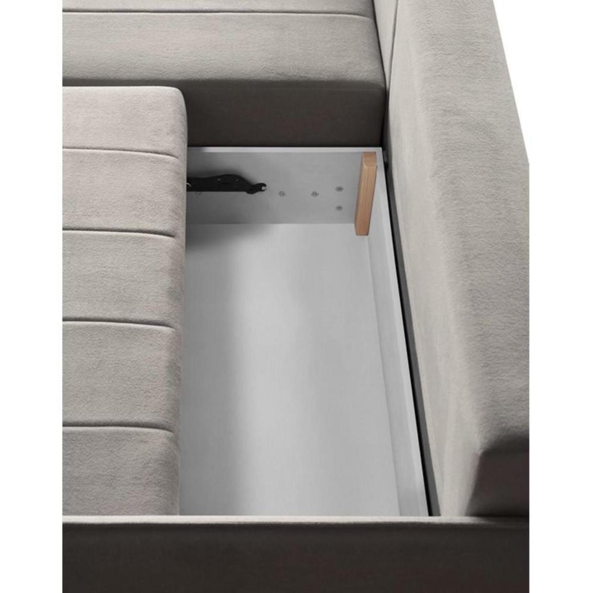 ECKSCHLAFSOFA Capri beige - Beige/Schwarz, Kunststoff/Textil (223/156cm) - Beautysofa