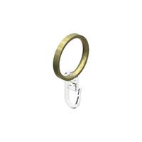 FLACHRINGE MIT FALTENHAKEN FÜR GARDINENSTANGEN 16 mm Ø, Messing-Optik, Packung 10 Stück - Messingfarben, Metall (16cm) - INTERDECO